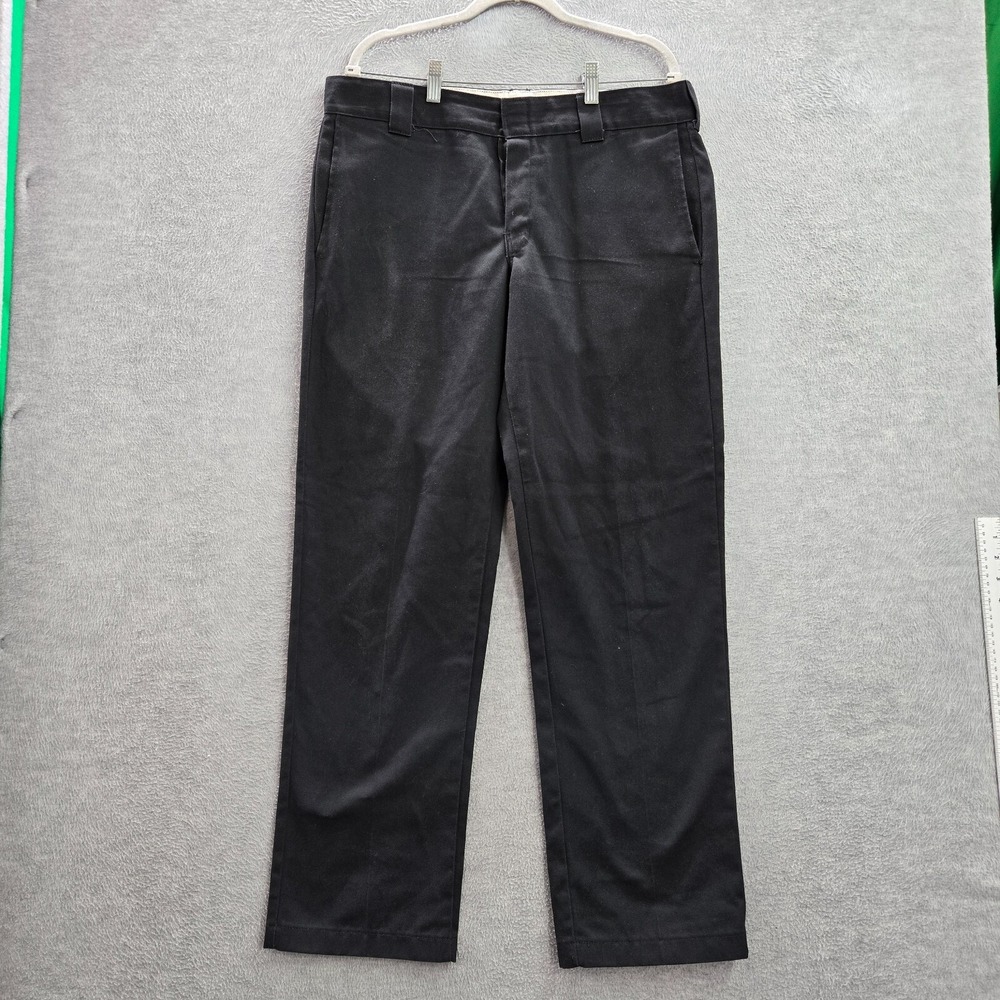 Dickies Men Pants 34x32‎ Black Chino Straight Workwear Mid Rise Pockets Cotton